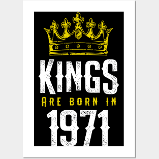 kings are born 1971 birthday quote crown king birthday party gift Posters and Art